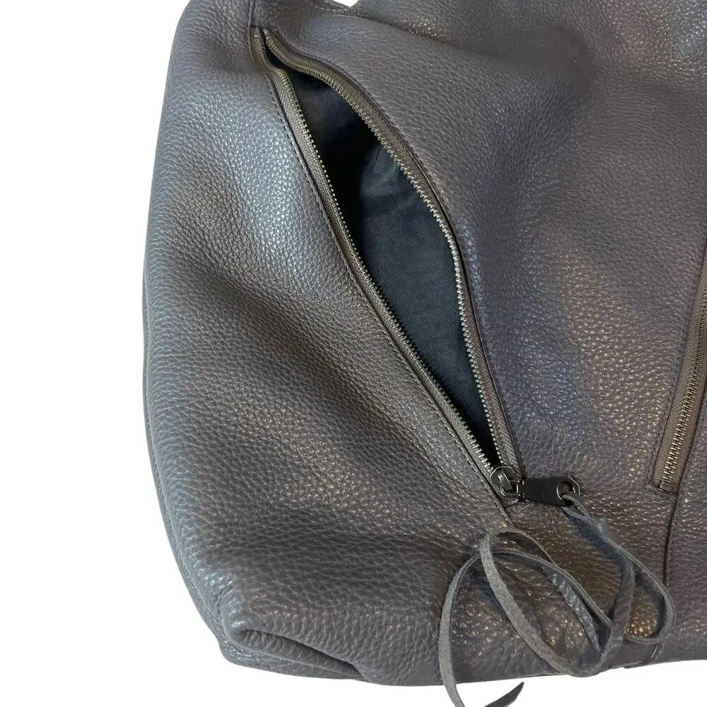 NWT Rebecca Minkoff Moto Double Zip Leather Hobo Shoulder Bag Purse Gray - Picture 7 of 16